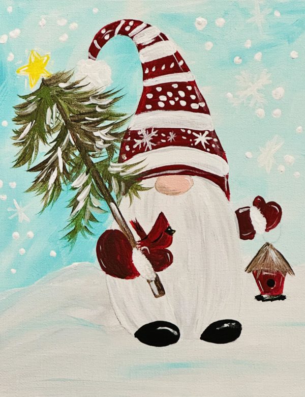 Gnome painting easy, paint party gnome, winter gnome, cute gnome